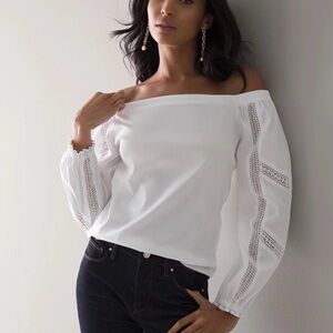 White House Black Market Off-Shoulder White Blouse